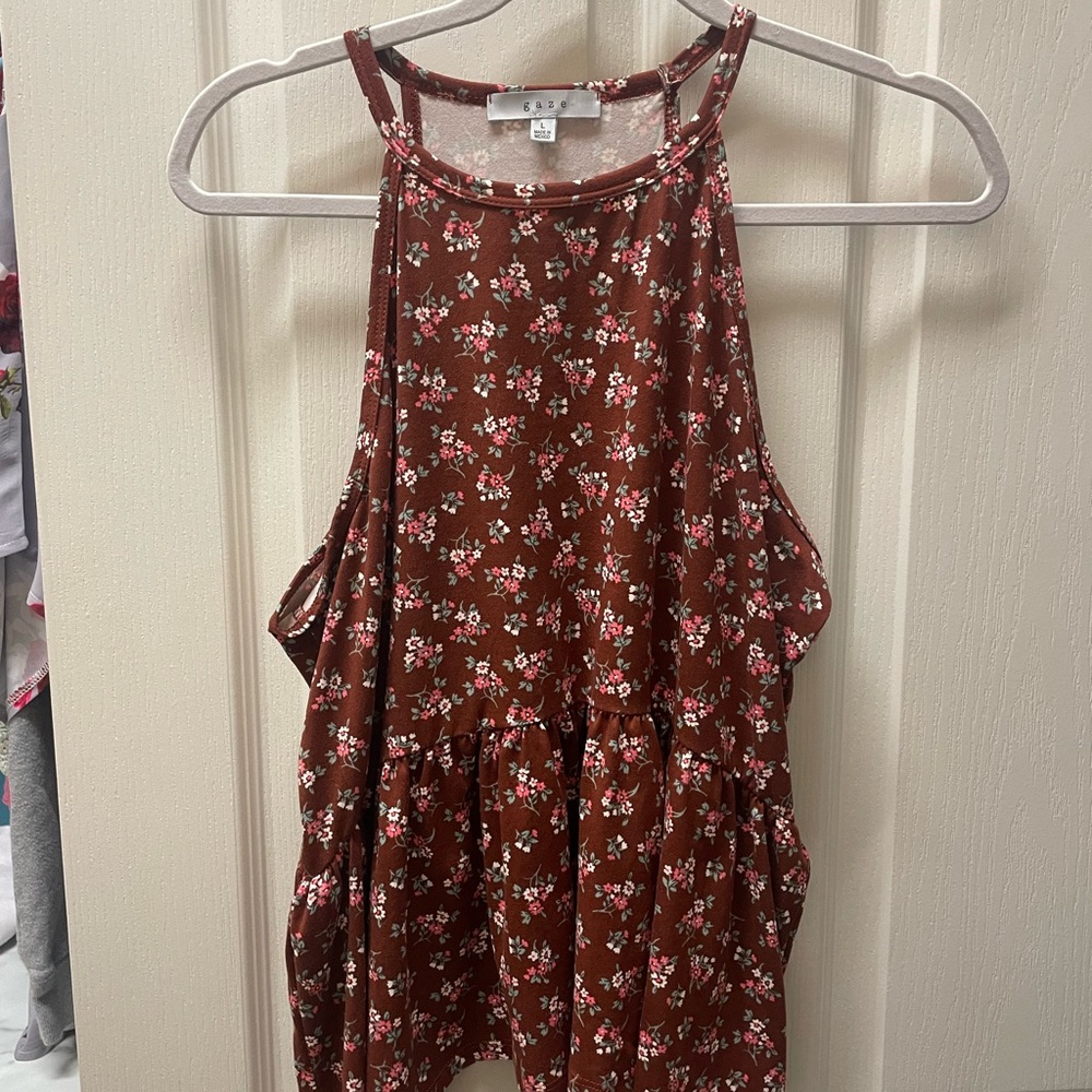 Floral Burnt Orange Sleeveless Top